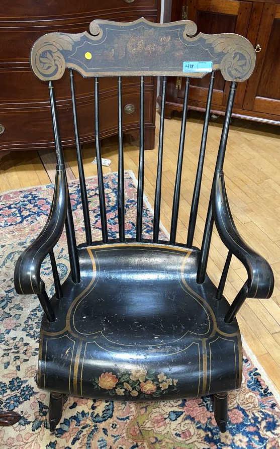 ANTIQUE PAINT DECORATED BOSTON ROCKER (1 of 5)