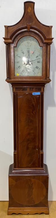 ANTIQUE INLAID MAHOGANY GRANDFATHER'S CLOCK (1 of 9)