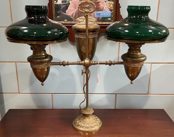 ANTIQUE BRASS DOUBLE STUDENT LAMP (1 of 5)
