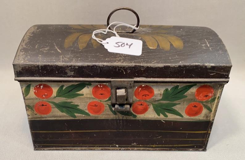 TOLE DECORATED LUNCH / DOCUMENT BOX ~ 8 3/4" (1 of 7)
