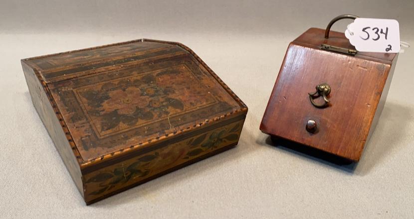 ANTIQUE PAINTED BOX & MINI COAL SCUTTLE (1 of 7)