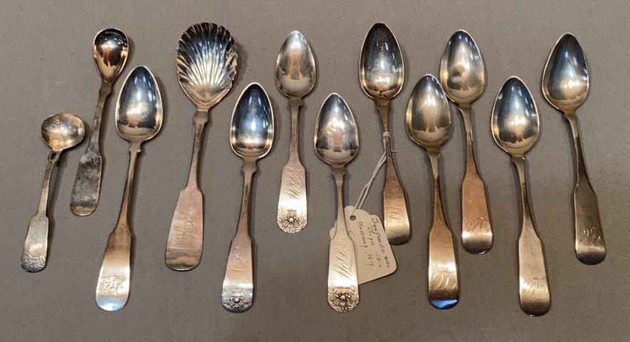 LOT OF VARIOUS COIN SILVER SPOONS (1 of 5)