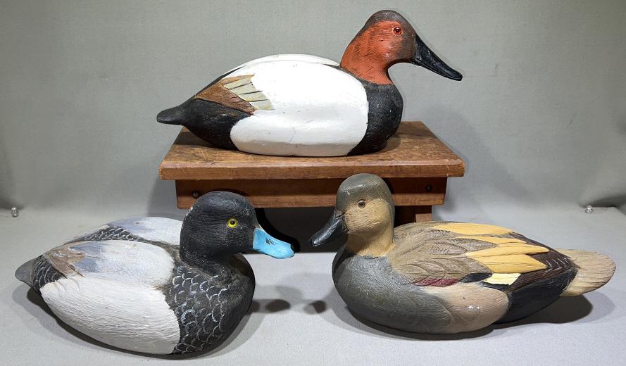 3 VARIOUS DOUG GIBSON FLAT BOTTOM DECOYS: ~
