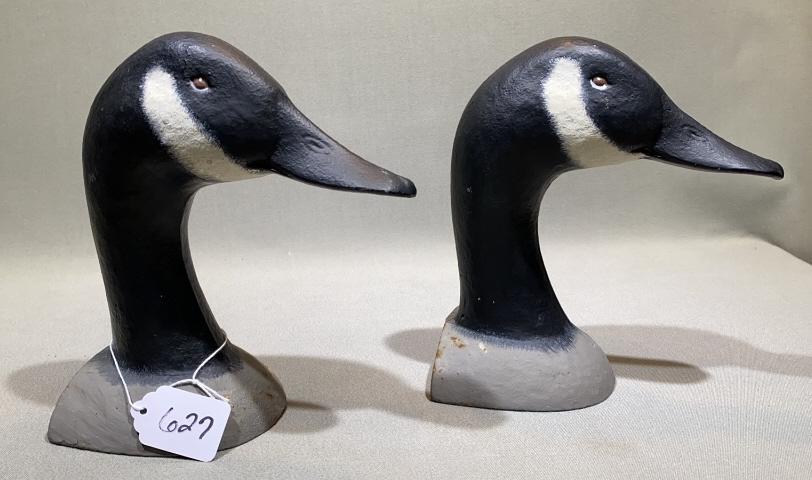 PAIR OF CAST IRON DOOR STOPS: PAINTED BY ROBERT LITZENBERG