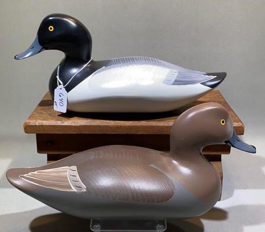 PAIR OF PAT VINCENTI DECORATIVE BLUEBILL DECOYS: ~