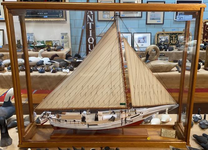 LARGE A.J. BOONE SKIPJACK MODEL BY HERB BOONE: 42" X 10" X 34 1/2" HIGH