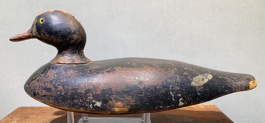 ANTIQUE BLUEBILL DECOY W/ SOME ORIGINAL PAINT: REPAIR TO BILL - PLEASE SEE PHOTOS