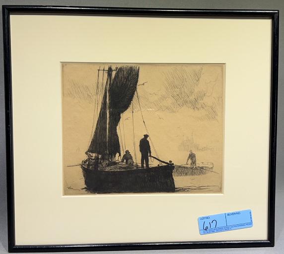 GORDON GRANT "DRIFTING IN" FRAMED ETCHING (1 of 3)