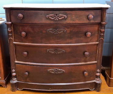 ANTIQUE MARBLE TOP WALNUT DRESSER: ~