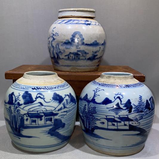 3 ANTIQUE ORIENTAL GINGER JARS~ 6 1/2" (1 of 6)