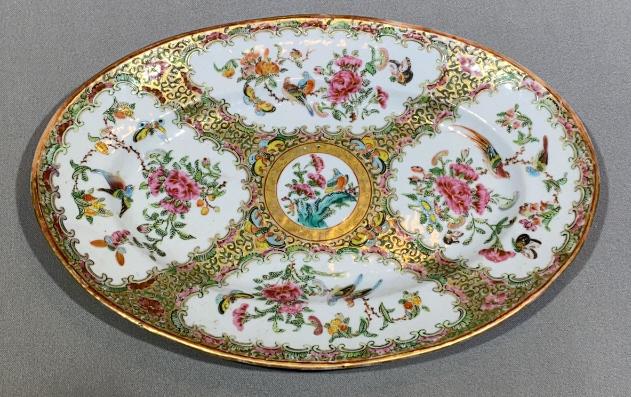 ANTIQUE ROSE MEDALLION PLATTER~  10 1/4" (1 of 3)