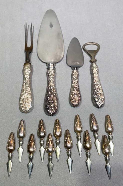 12 STERLING CORN PICKS & 4 STERLING HANDLED (1 of 3)