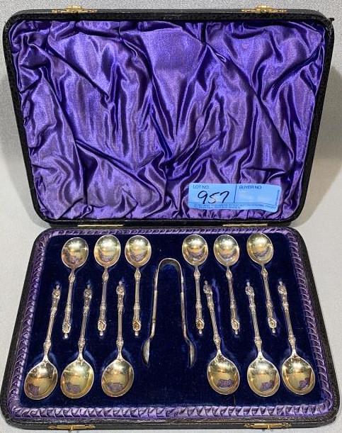 ENGLISH SILVER DEMITASE SPOON SET IN ORIGINAL CASE (1 of 4)