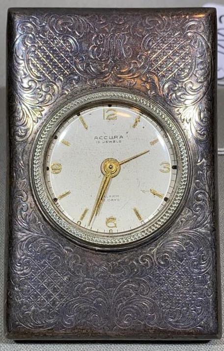 ACCURA 15 JEWEL CLOCK IN STERLING CASE (1 of 4)