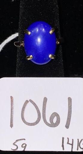 14KT GOLD RING W/ LARGE BLUE STONE ~ 5g (1 of 4)