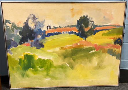 LARGE MARY PAGE EVANS OIL ON CANVAS: 1980 - 37" X 43"