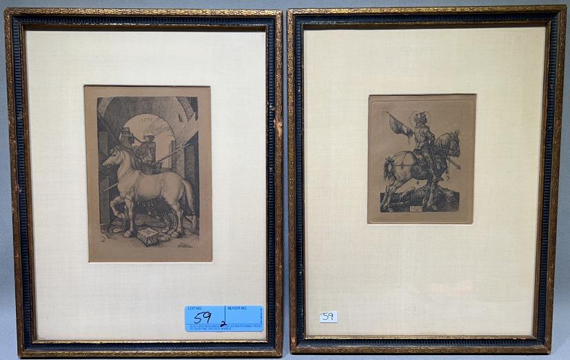 2 EARLY FRAMED PRINTS W/ HORSES (1 of 5)