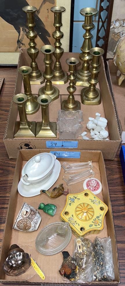 VARIOUS ANTIQUE SMALLS & BRASS CANDLESTICKS (1 of 6)