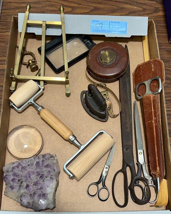 SHEARS, CRYSTALS, VINTAGE MEASURING TAPE ETC. (1 of 4)
