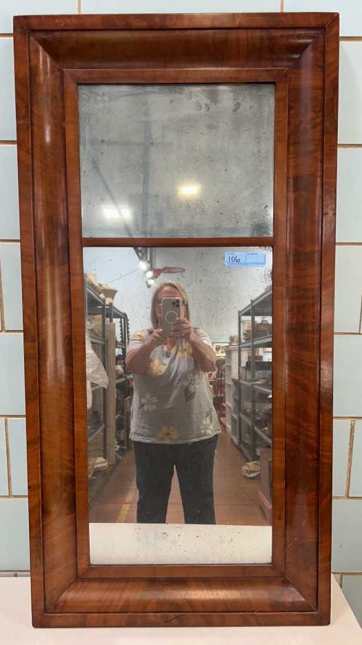 LARGE ANTIQUE OGEE MAHOGANY MIRROR (1 of 2)