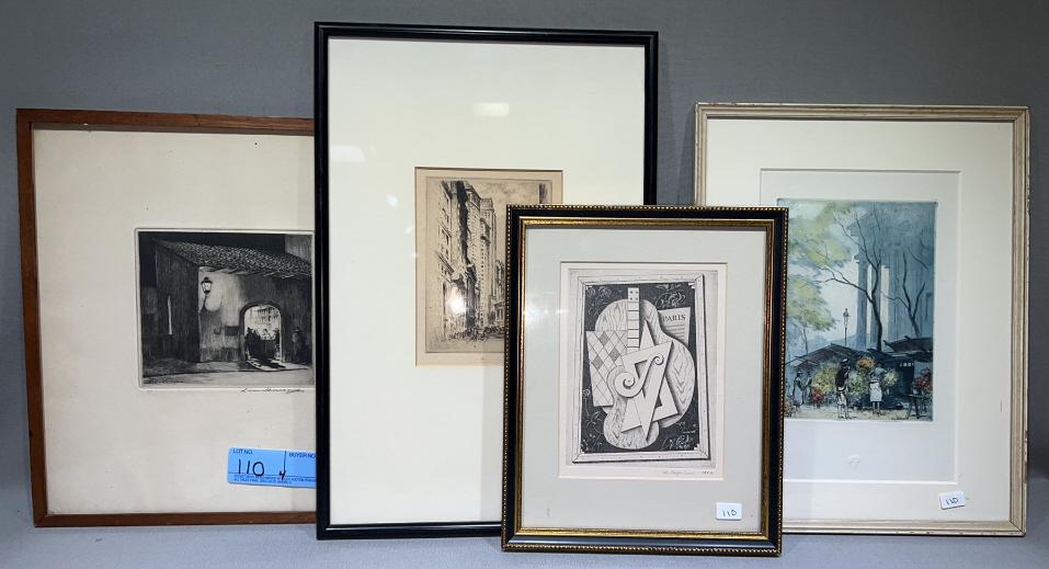 4 VARIOUS FRAMED ETCHINGS (1 of 10)