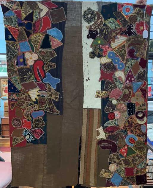 2 PIECES NEEDLEWORK & PARTIAL CRAZY QUILT (1 of 8)