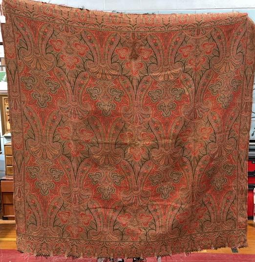 LARGE SQUARE ANTIQUE PAISLEY SHAWL (1 of 3)