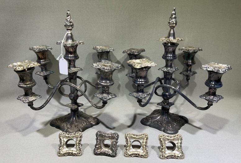 PAIR OF SILVER PLATE CANDELABRAS (1 of 4)