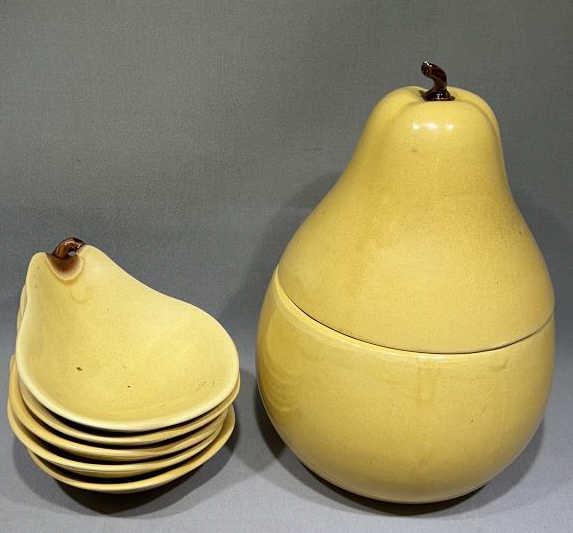 AEGITNA VALLAURIS FRANCE PEAR JAR & DISHES: ~