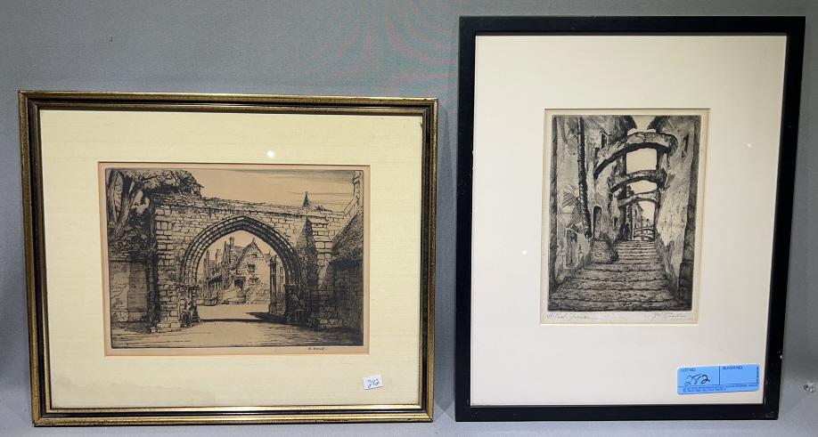 JOSEPH RASKIN & W. MONK FRAMED ETCHINGS (1 of 5)