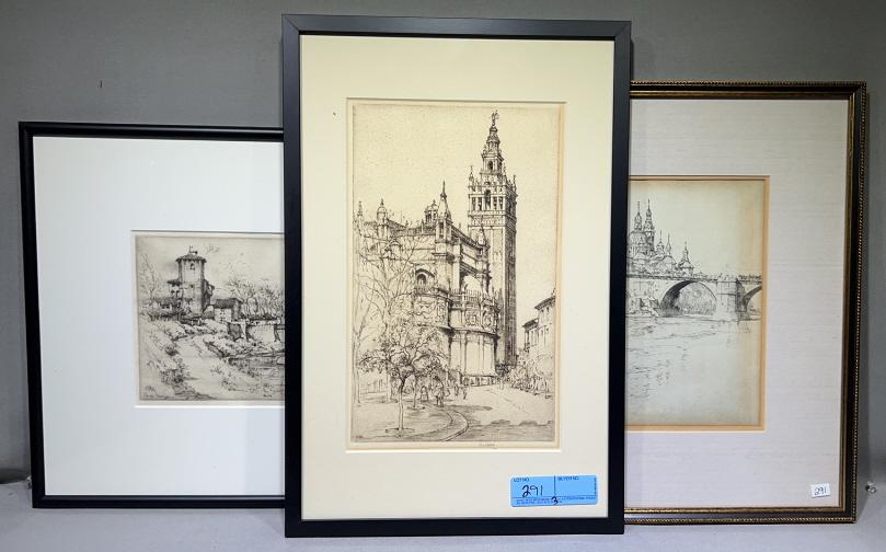 3 ERNEST D. ROTH FRAMED ETCHINGS (1 of 9)
