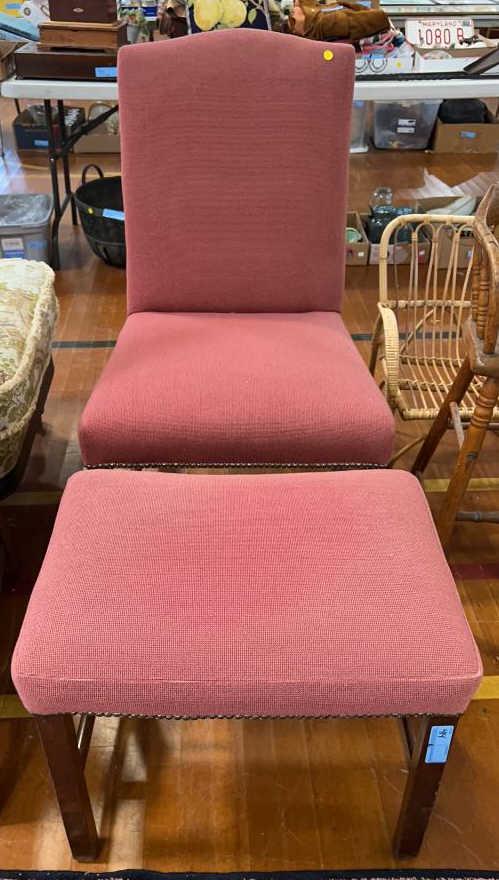 ANTIQUE MAHOGANY SIDE CHAIR & STOOL (1 of 4)