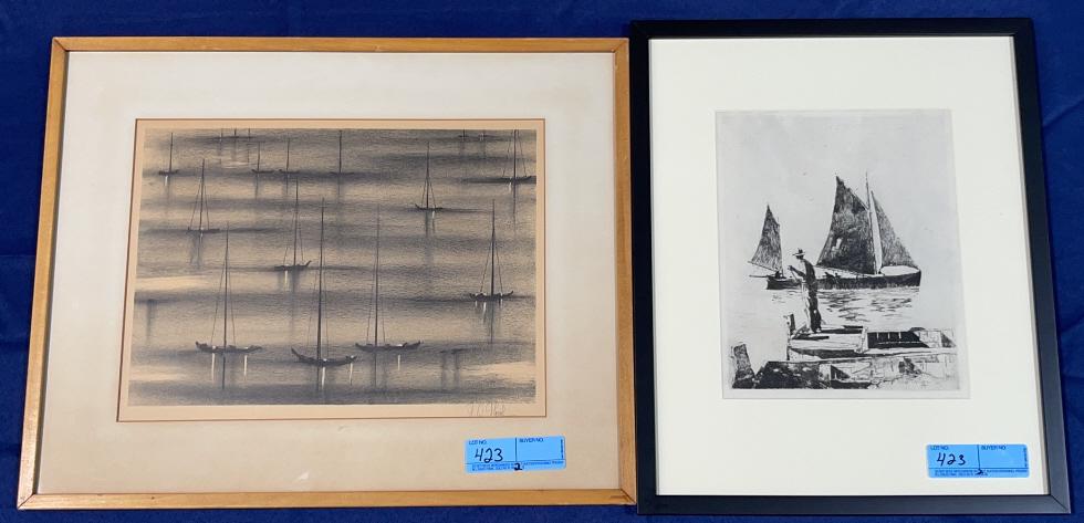 RICHARD FLORSHEIM ETCHING "MOORED BOATS" (1 of 6)