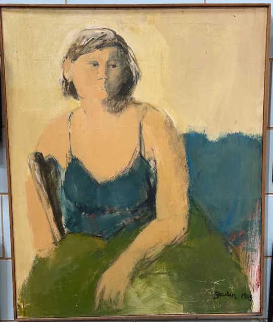 LARGE OIL ON CANVAS PORTRAIT SIGNED BOWDEN 1965 (1 of 2)