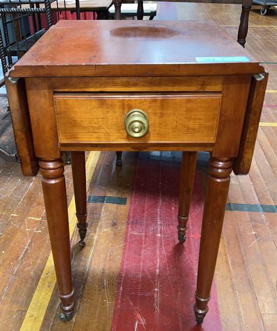 ANTIQUE CHERRY 1 DRAWER DROP LEAF STAND (1 of 5)