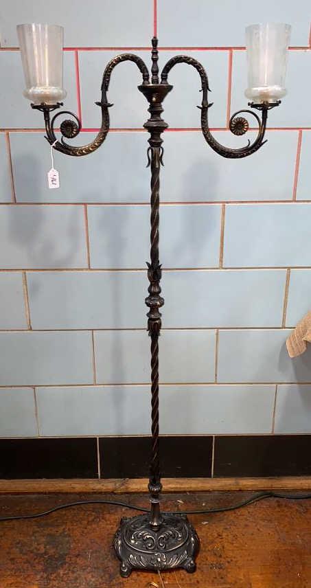 TORCHERE LAMP W/ IRIDESCENT SHADES (1 of 7)