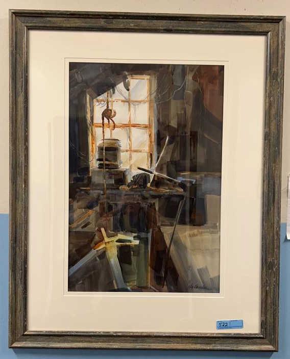 LARGE KAY KANDRA WATERCOLOR OF WORKSHOP: ~