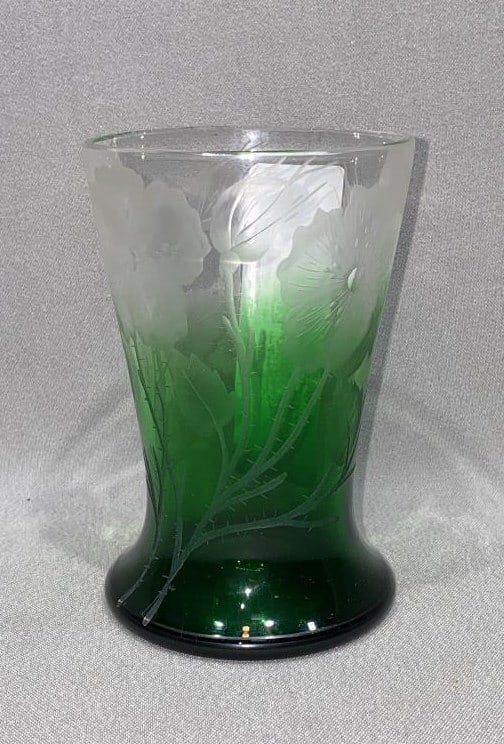 SMALL MOSER INTAGLIO CUT ANTIQUE GLASS VASE (1 of 5)