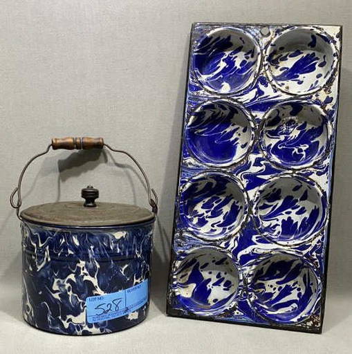 Antique Agate Pot & Muffin Pan