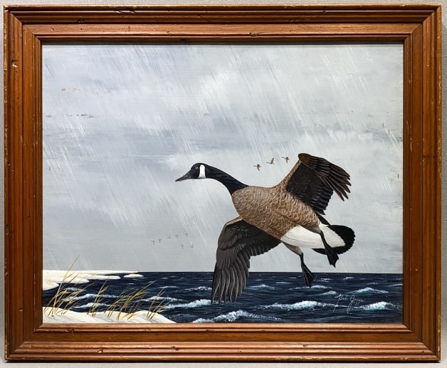 BOB JONES OIL ON BOARD OF CANADA GOOSE: ~