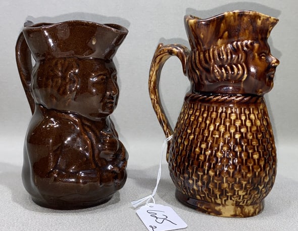 2 ANTIQUE BENNINGTON FIGURAL PITCHERS (1 of 4)