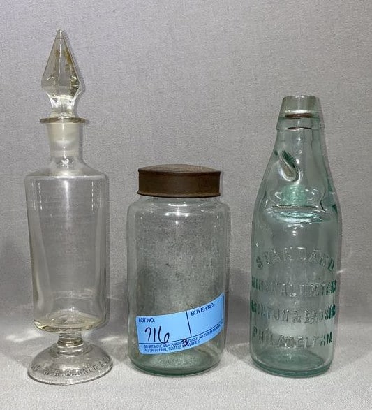 APOTHECARY JARS & TRICK BOTTLE: ~