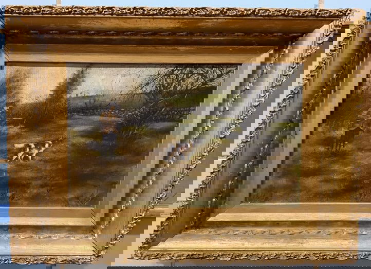 OIL ON CANVAS OF HUNTER & BIRD DOG (1 of 5)