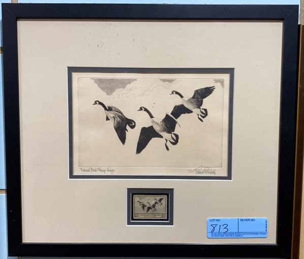 1936 RICHARD BISHOP ORIGINAL ETCHING & DUCK STAMP (1 of 6)