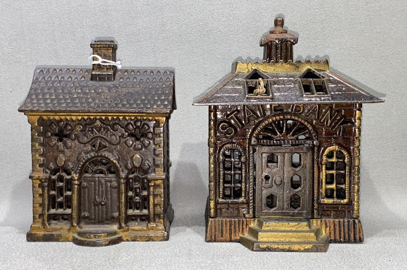 2 CAST IRON VICTORIAN HOMES STILL BANKS (1 of 4)