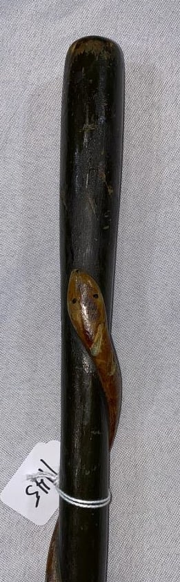 FOLK ART CARVED SNAKE WALKING STICK (1 of 4)