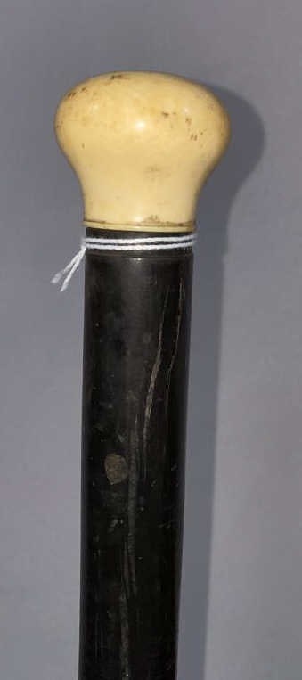 ANTIQUE BONE TOPPED WALKING STICK: ~