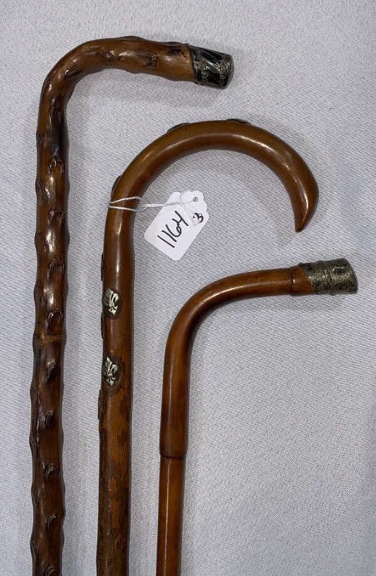 3 WALKING STICKS W/APPLIED SILVER MOUNTS (1 of 4)