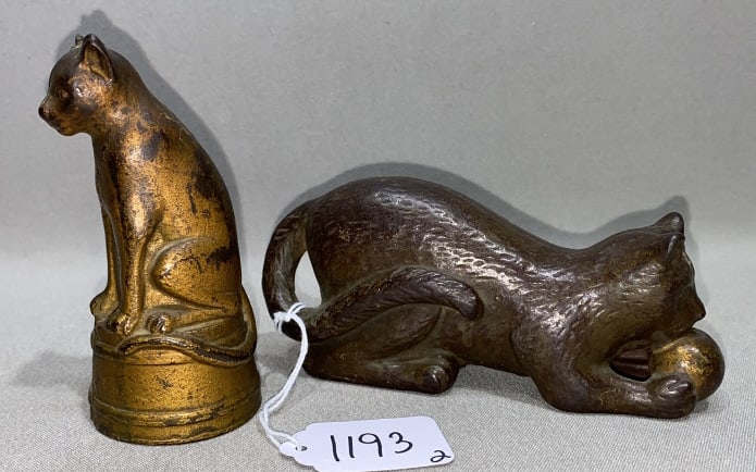 2 ANTIQUE CAST IRON CAT STILL BANKS (1 of 3)