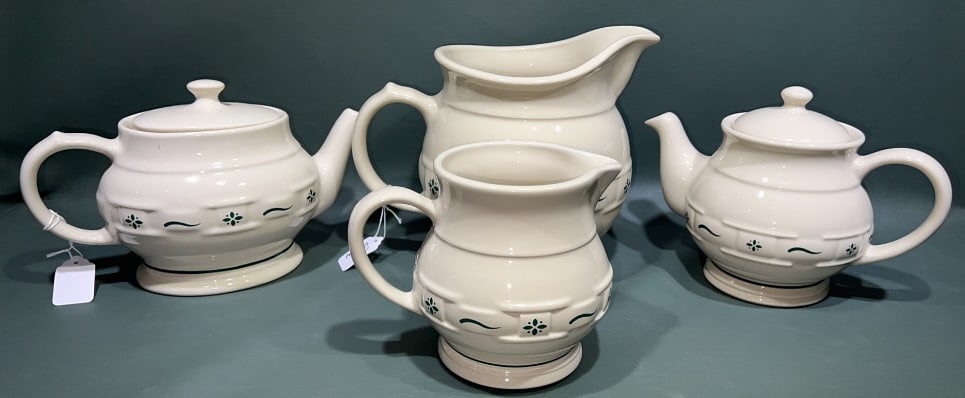 2 LONGABERGER POTTERY PITCHERS & 2 TEAPOTS (1 of 5)